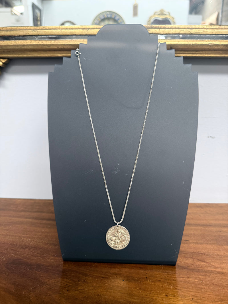 Vintage Silver Tudor Period Replica Coin On A Silver (925) Chain