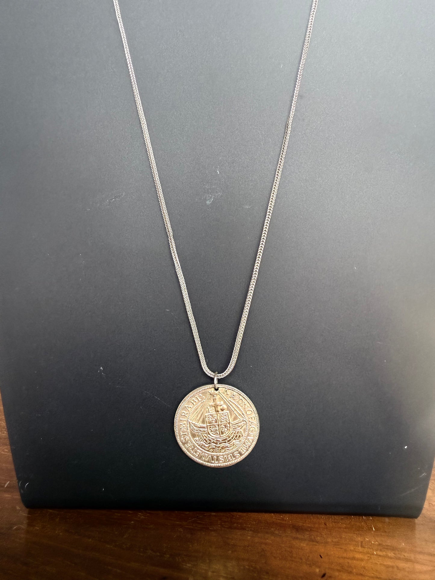 Vintage Silver Tudor Period Replica Coin On A Silver (925) Chain