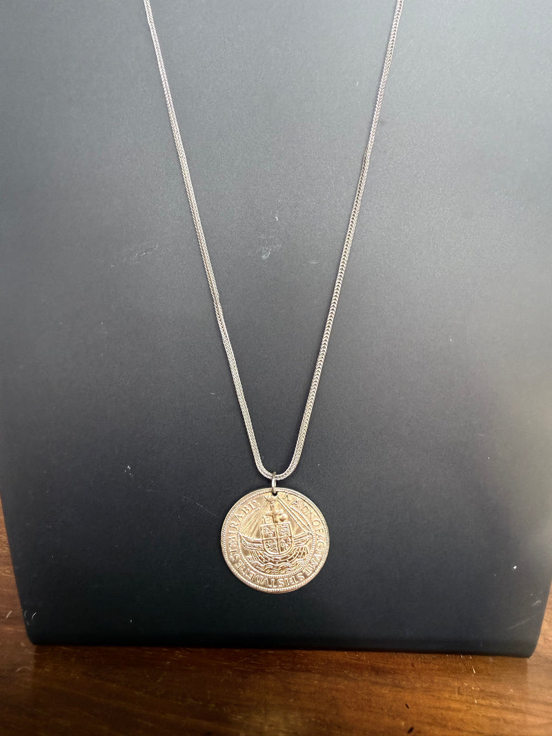 Vintage Silver Tudor Period Replica Coin On A Silver (925) Chain