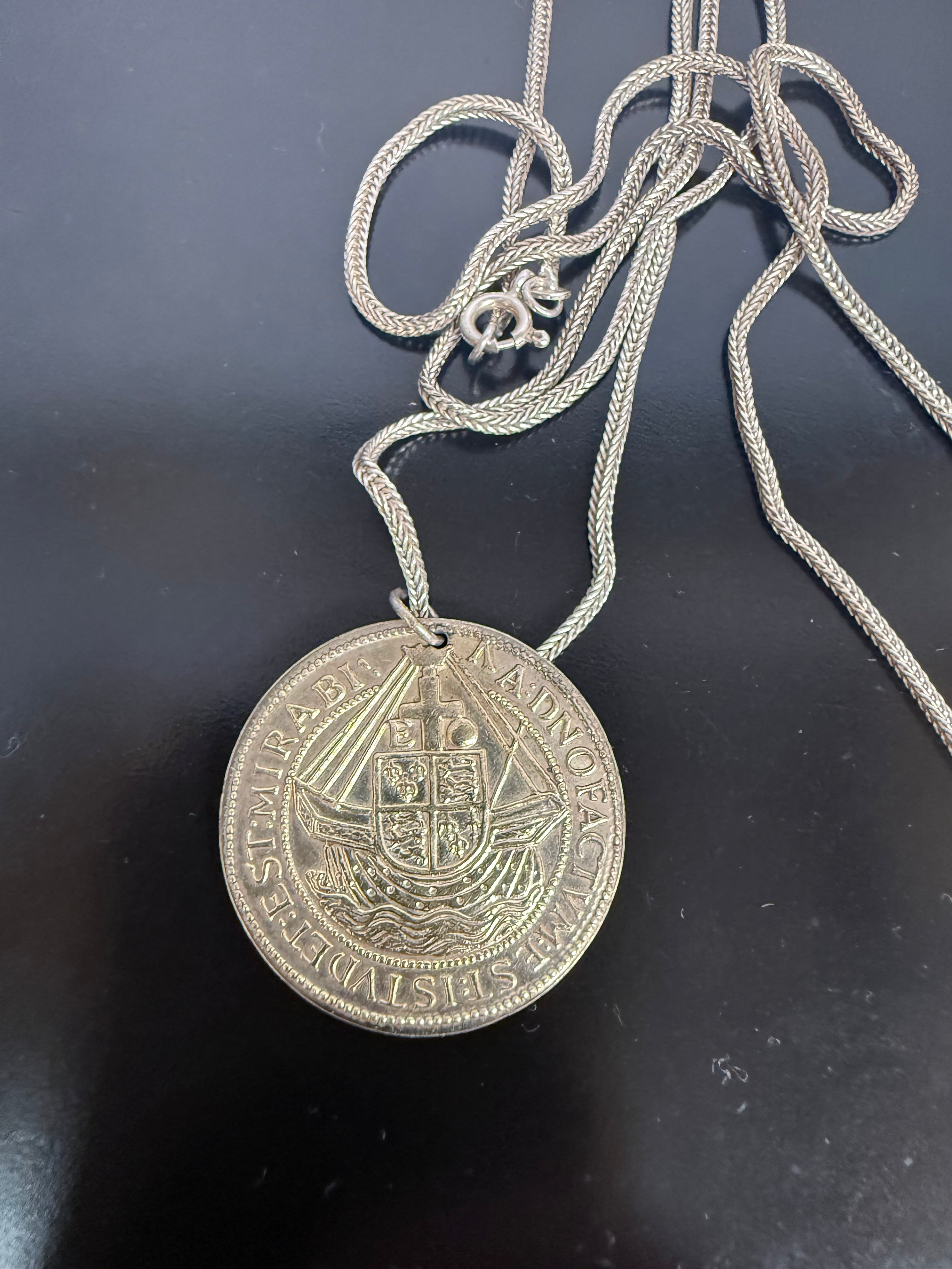 Vintage Silver Tudor Period Replica Coin On A Silver (925) Chain