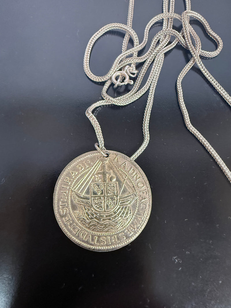 Vintage Silver Tudor Period Replica Coin On A Silver (925) Chain
