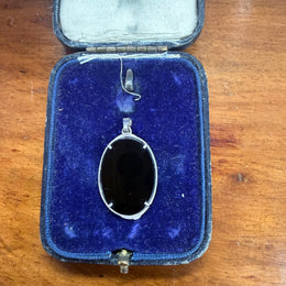 Vintage Art Nouveau Style Silver & Onyx Pendant