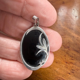 Vintage Art Nouveau Style Silver & Onyx Pendant