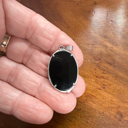 Vintage Art Nouveau Style Silver & Onyx Pendant