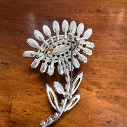 Vintage Rhinestone Flower Shaped Brooch