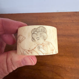 Antique Chinese Carved Bone Serviette Ring
