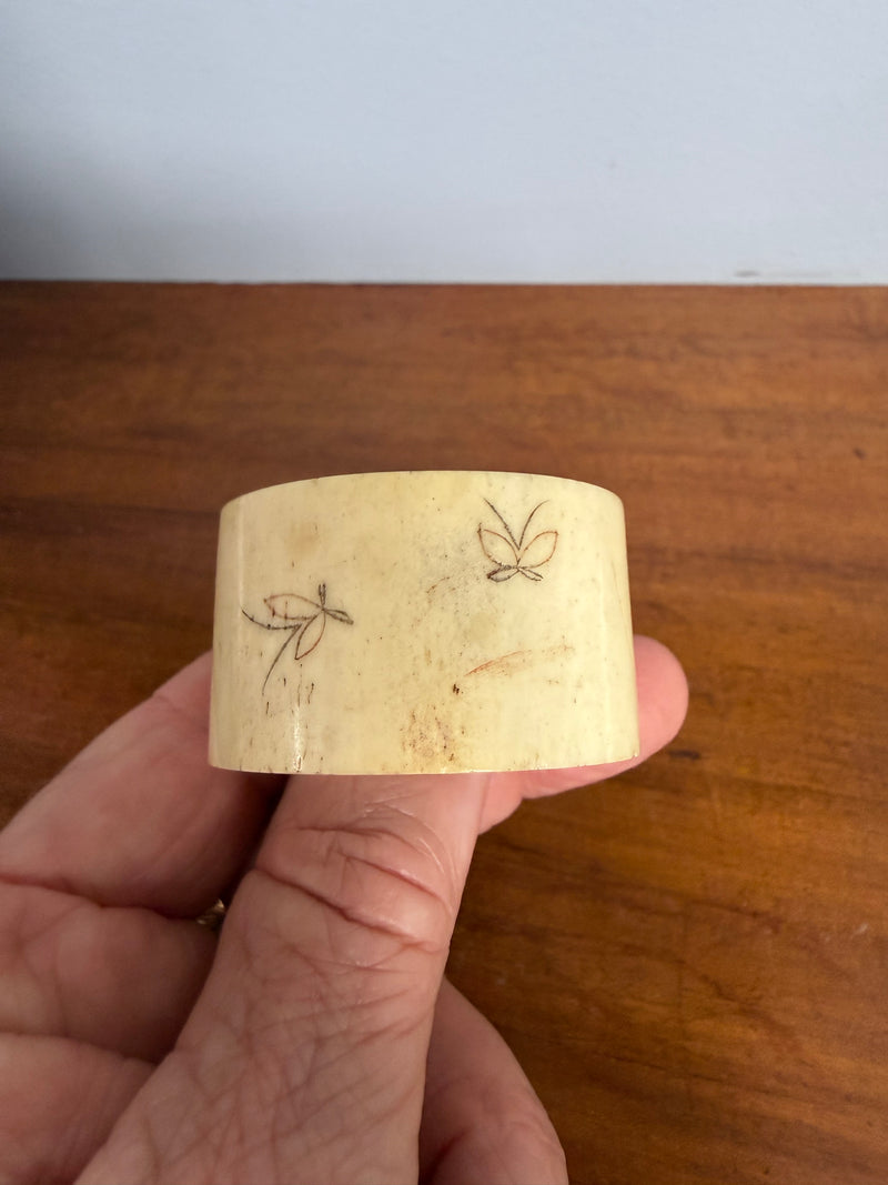 Antique Chinese Carved Bone Serviette Ring