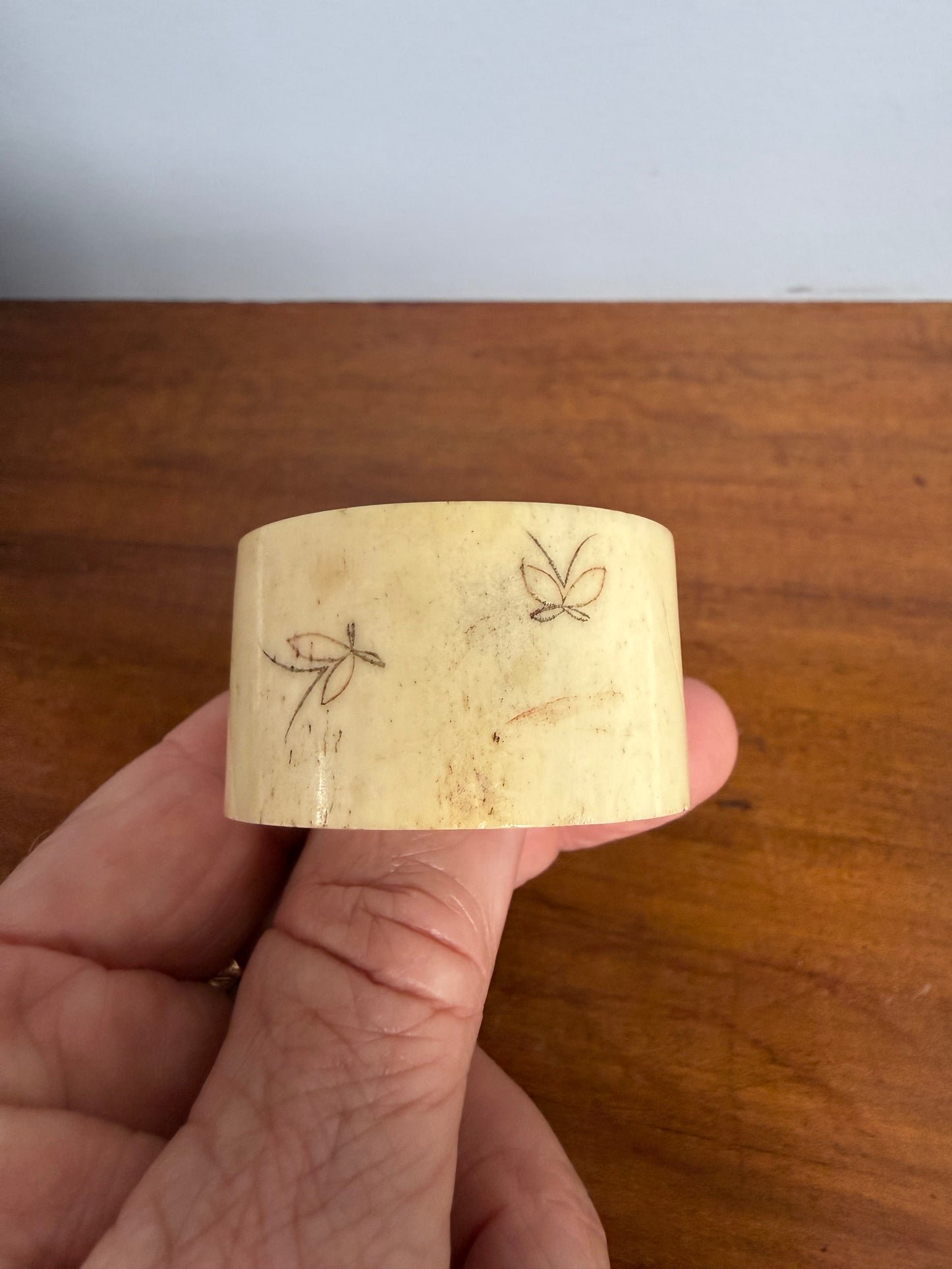 Antique Chinese Carved Bone Serviette Ring