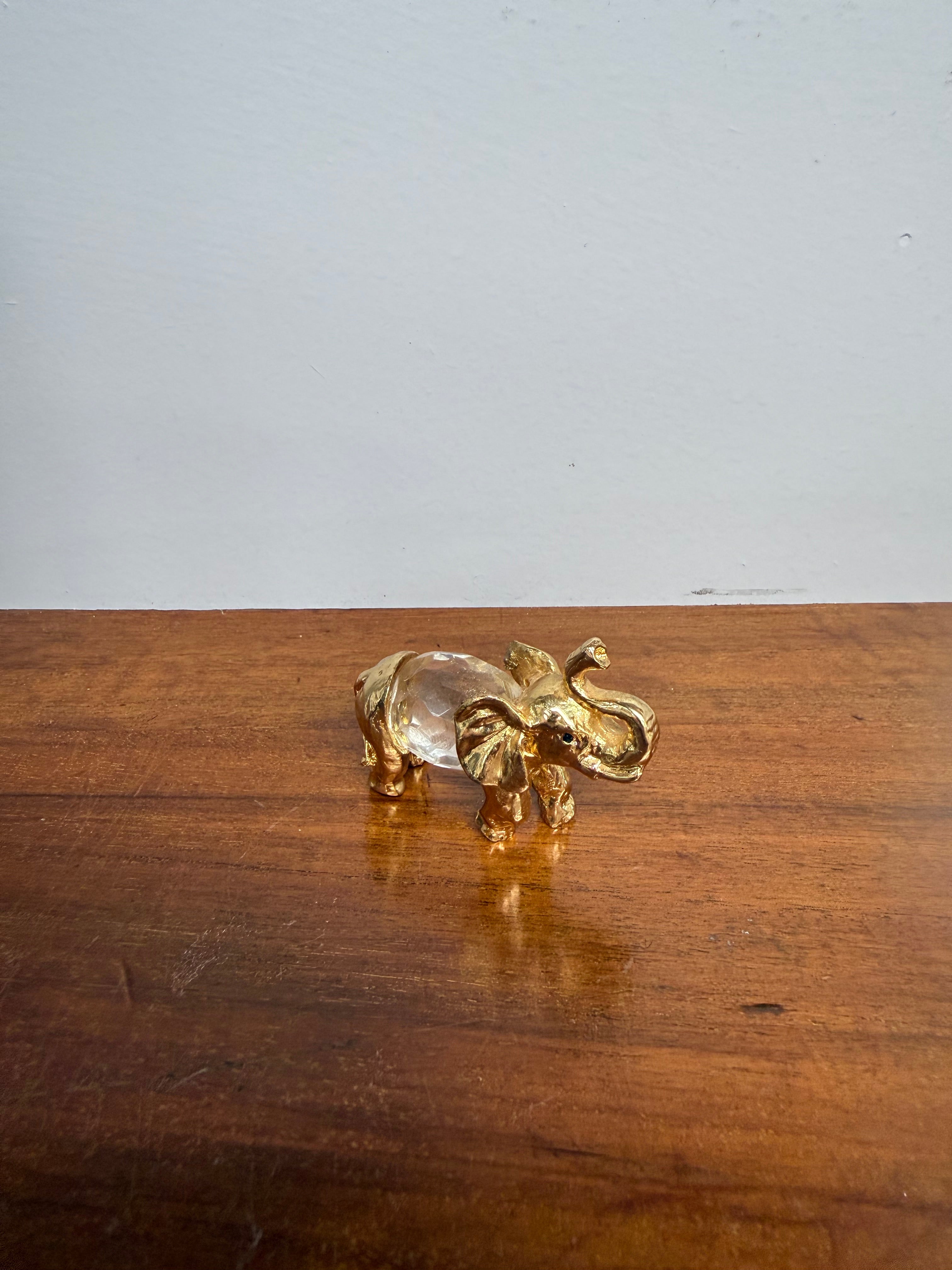 Vintage Crystal & Gold Tone Metal Elephant | Antique & Vintage | Moonee Ponds Antiques | Australia Wide Delivery