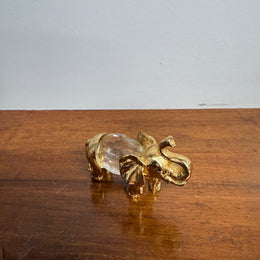 Vintage Crystal & Gold Tone Metal Elephant