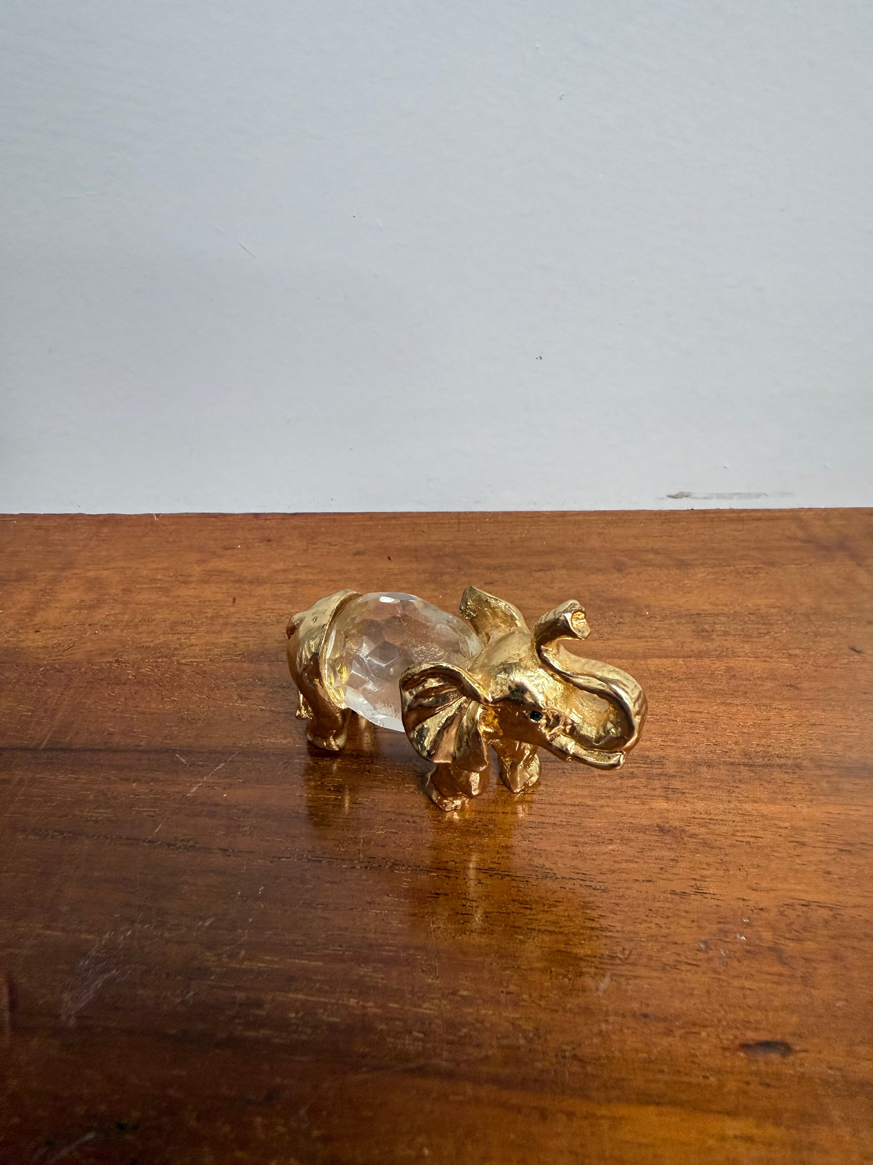 Vintage Crystal & Gold Tone Metal Elephant | Antique & Vintage | Moonee Ponds Antiques | Australia Wide Delivery