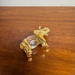 Vintage Crystal & Gold Tone Metal Elephant