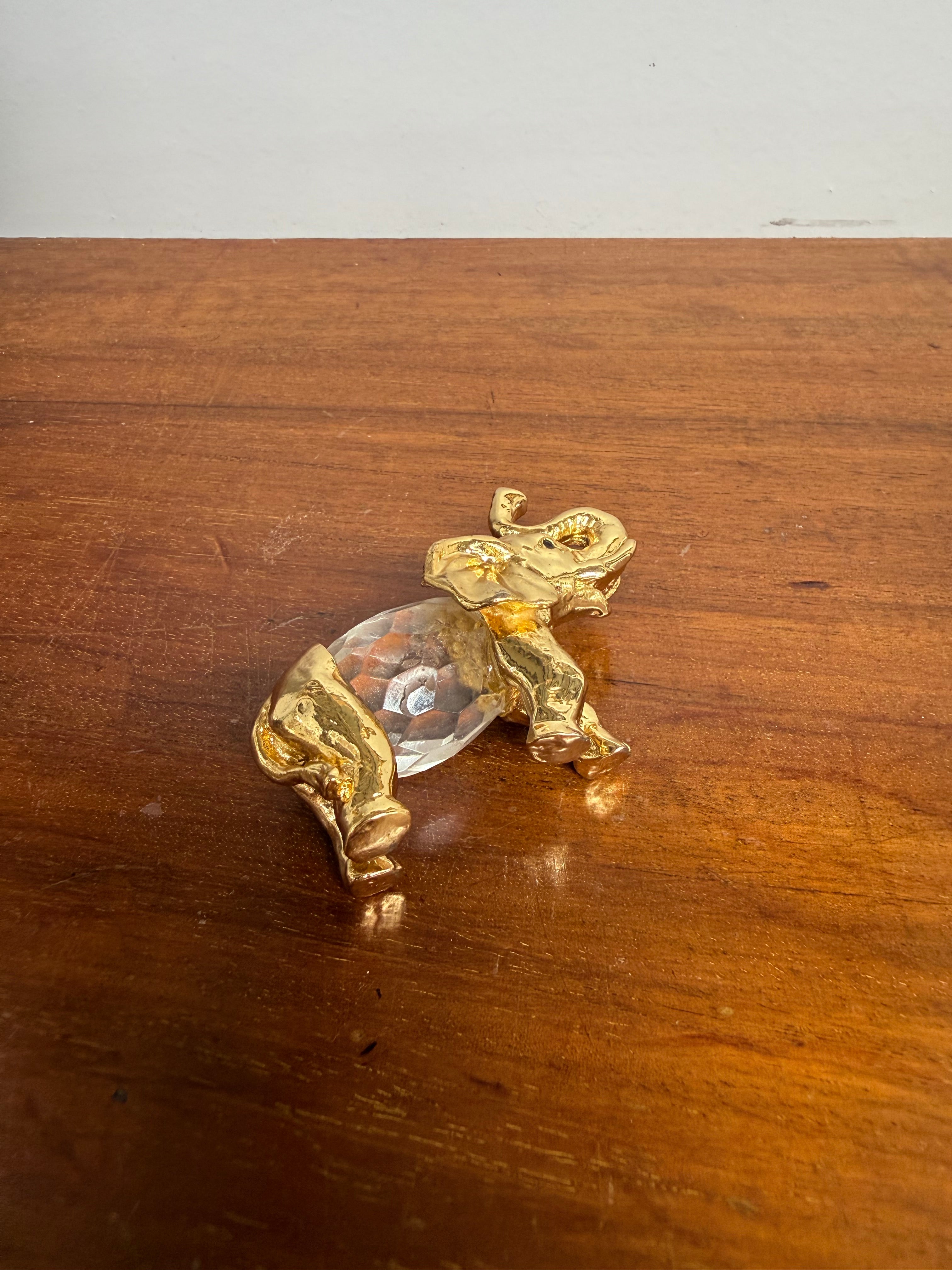 Vintage Crystal & Gold Tone Metal Elephant | Antique & Vintage | Moonee Ponds Antiques | Australia Wide Delivery
