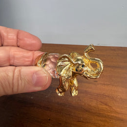 Vintage Crystal & Gold Tone Metal Elephant