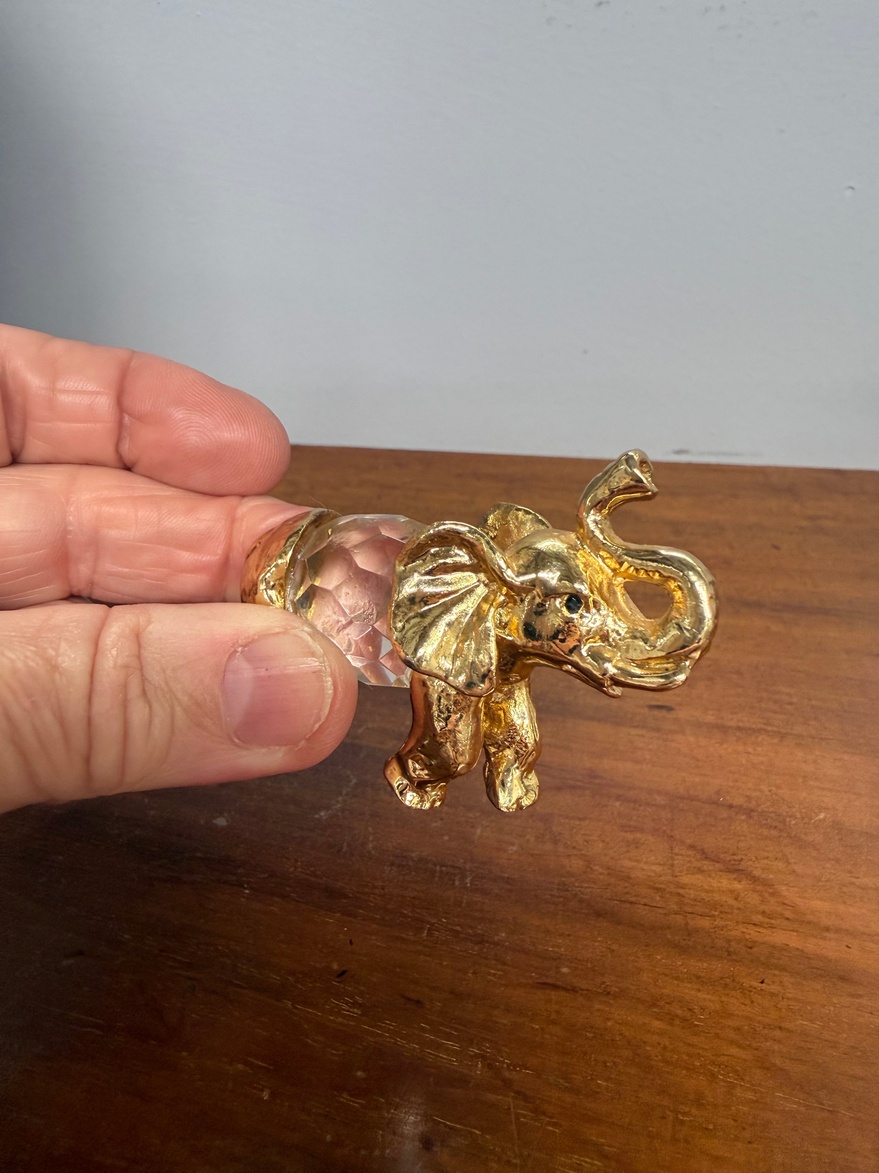 Vintage Crystal & Gold Tone Metal Elephant | Antique & Vintage | Moonee Ponds Antiques | Australia Wide Delivery