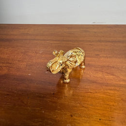 Vintage Crystal & Gold Tone Metal Elephant