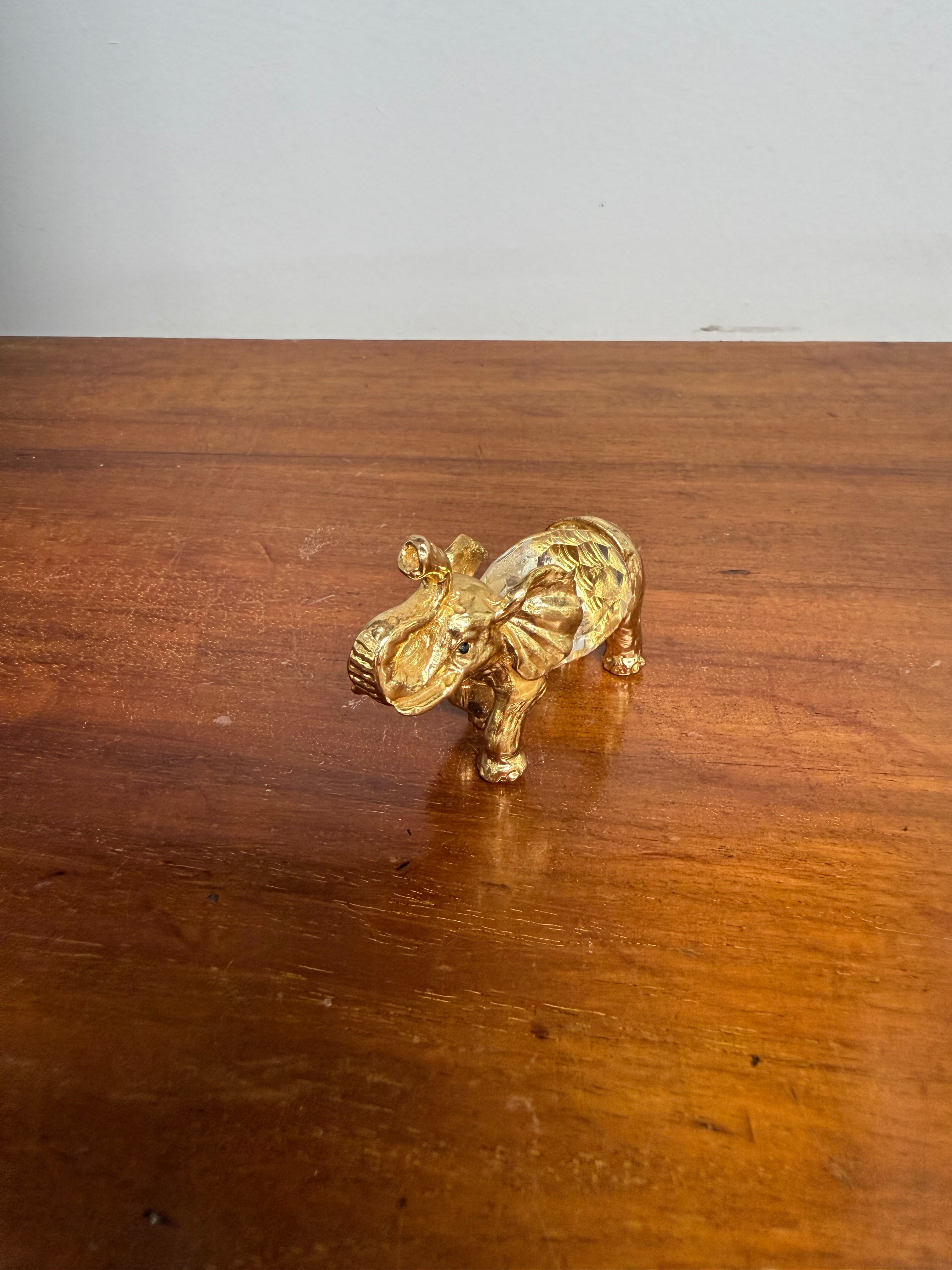 Vintage Crystal & Gold Tone Metal Elephant | Antique & Vintage | Moonee Ponds Antiques | Australia Wide Delivery