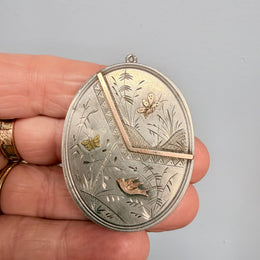 Antique Aesthetic Movement Gold & Silver Locket