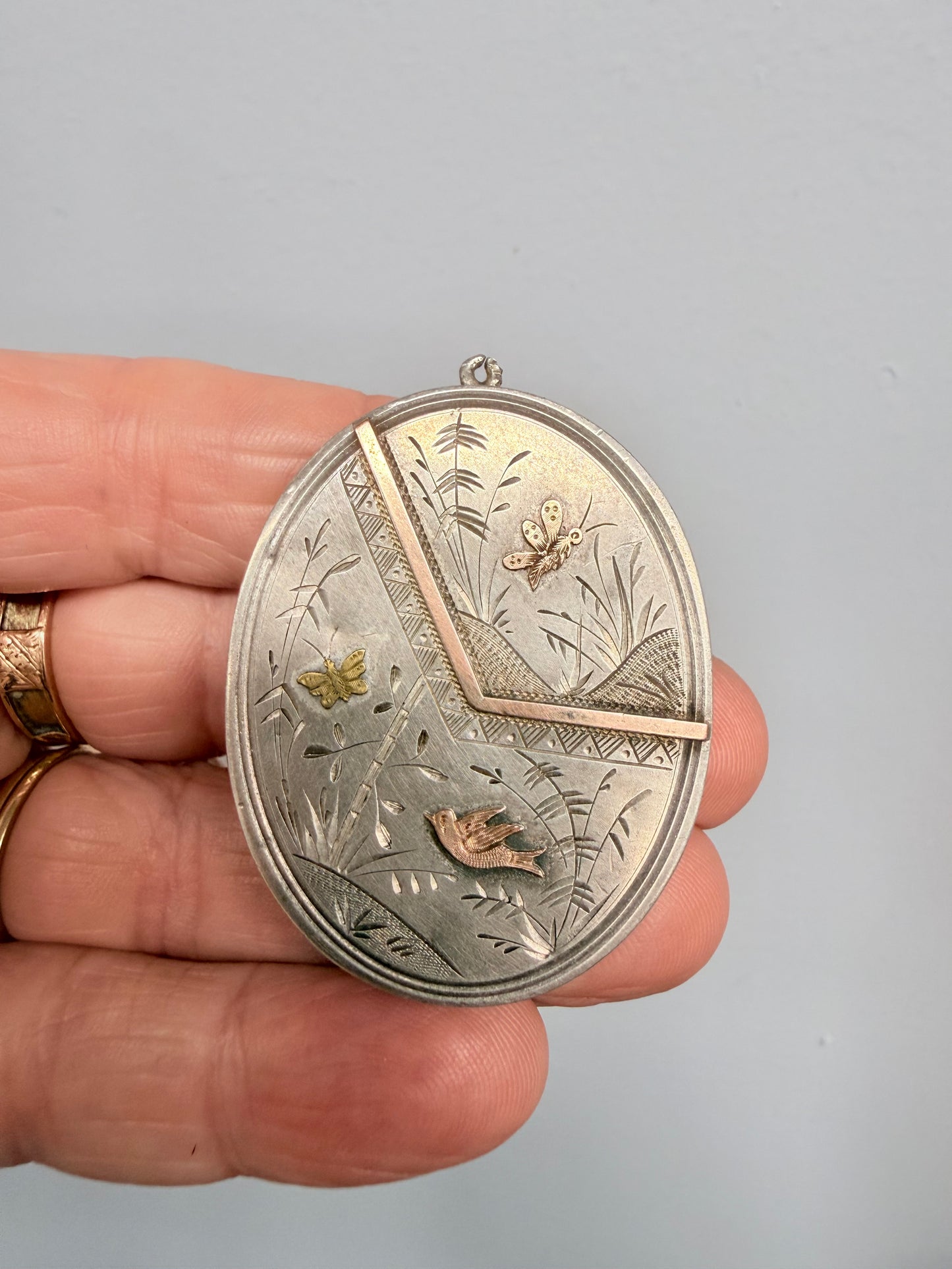 Antique Aesthetic Movement Gold & Silver Locket