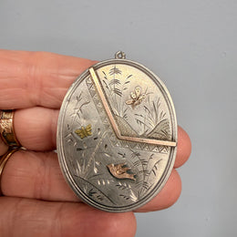Antique Aesthetic Movement Gold & Silver Locket