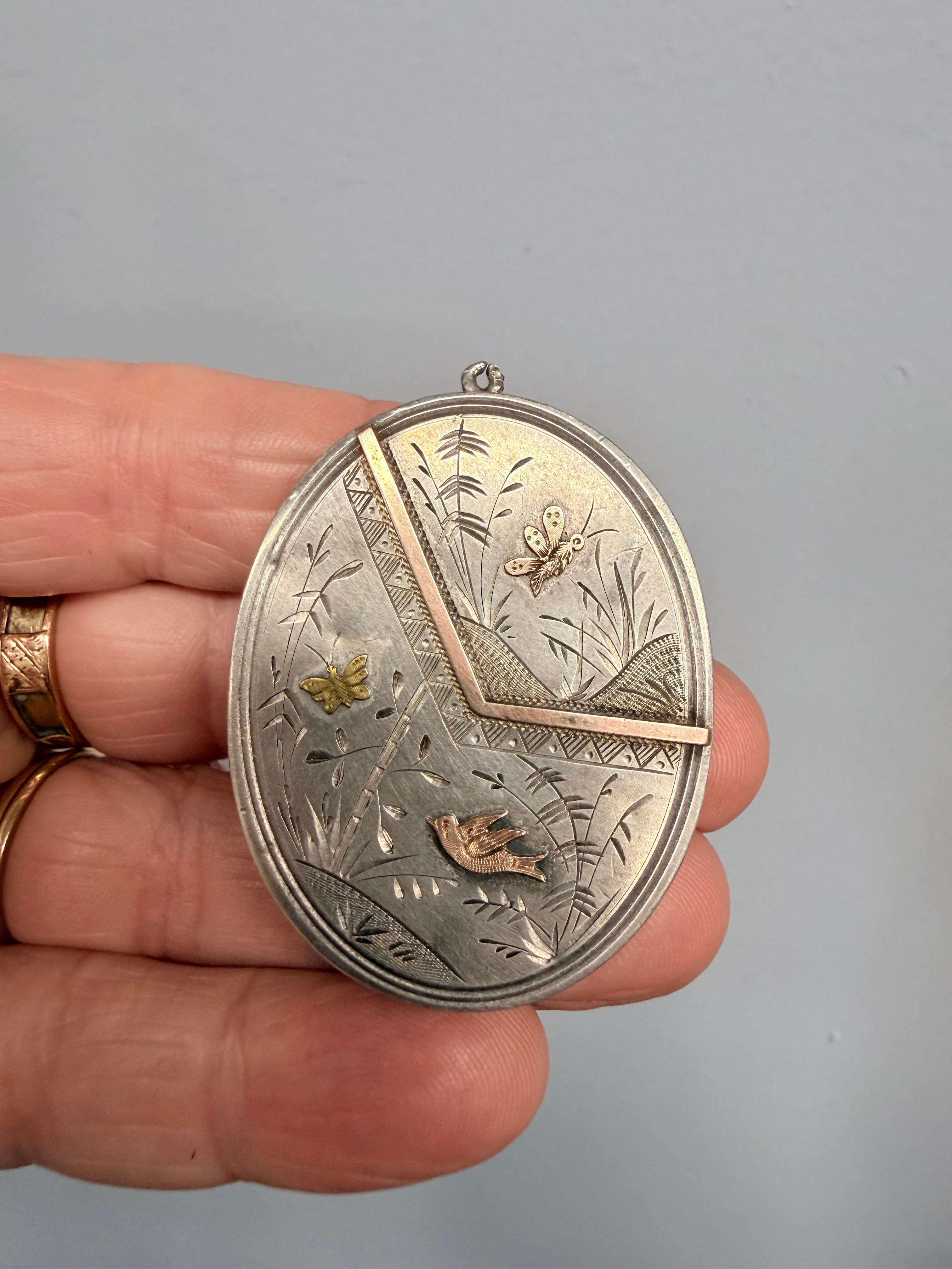 Antique Aesthetic Movement Gold & Silver Locket | Antique & Vintage | Moonee Ponds Antiques | Australia Wide