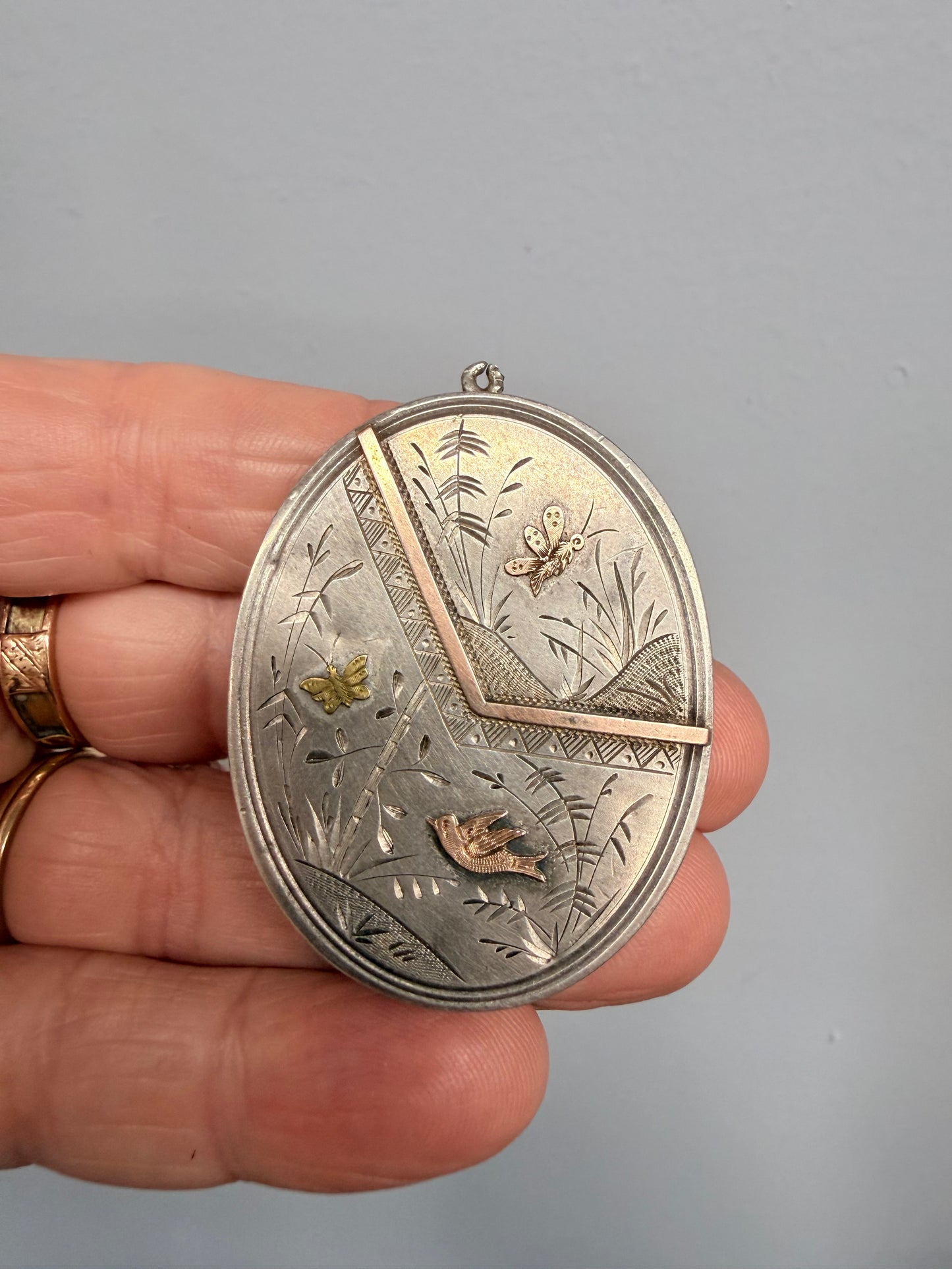 Antique Aesthetic Movement Gold & Silver Locket