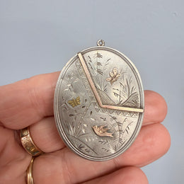 Antique Aesthetic Movement Gold & Silver Locket