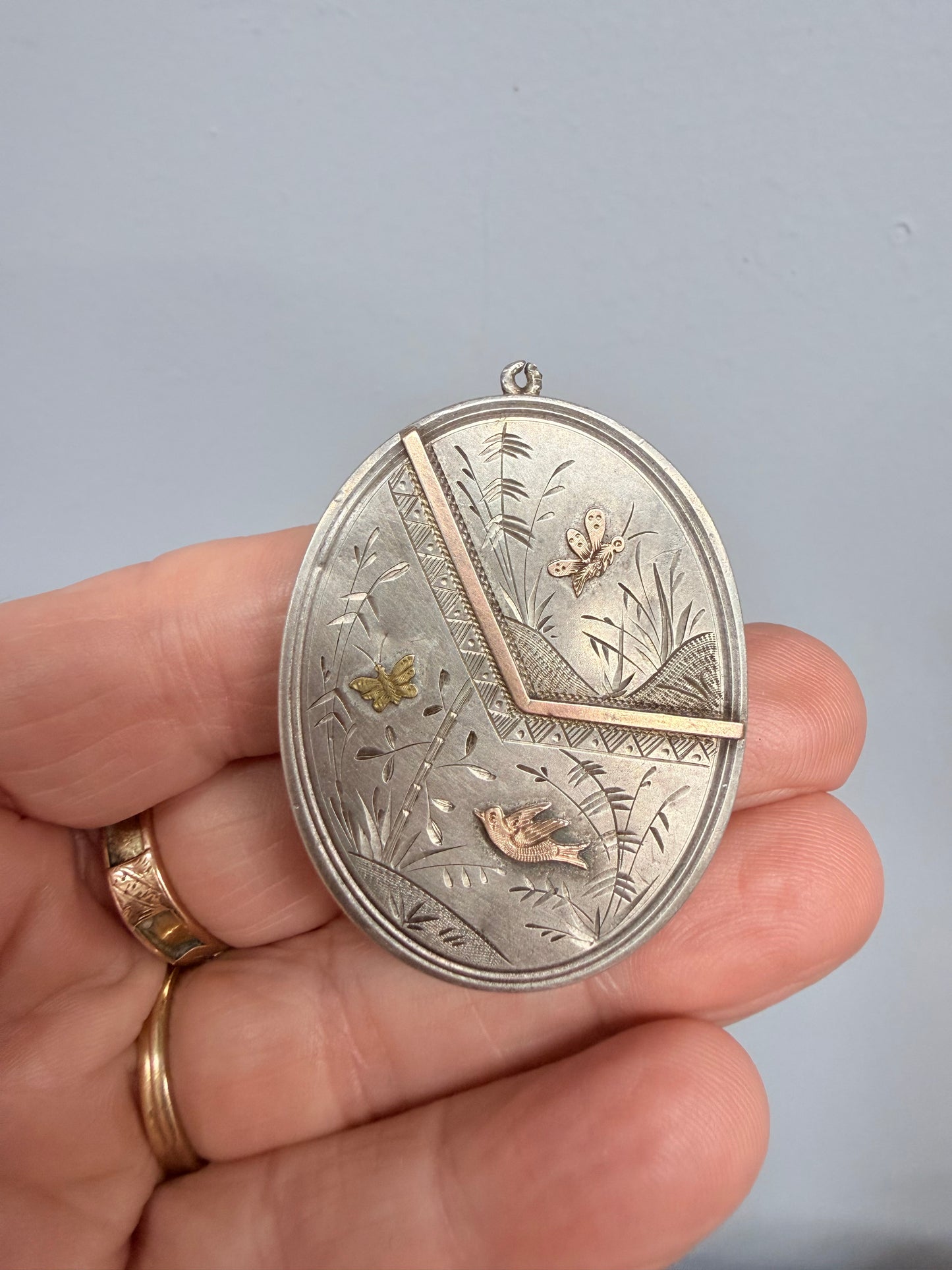 Antique Aesthetic Movement Gold & Silver Locket