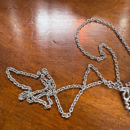 Interesting Vintage Silver Tone Brutalist Pendant & Chain