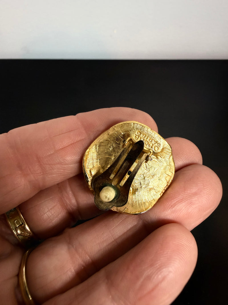 Vintage "Orsna Paris" Gold Tone Clip Earrings