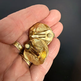 Vintage "Orsna Paris" Gold Tone Clip Earrings