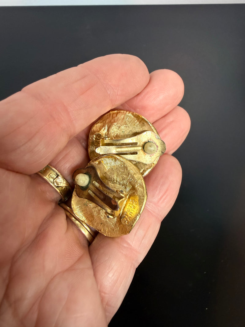 Vintage "Orsna Paris" Gold Tone Clip Earrings