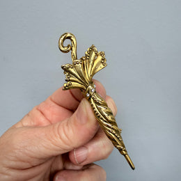 Vintage Gold Plated Umbrella Brooch