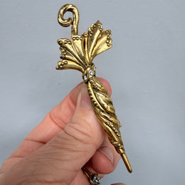 Vintage Gold Plated Umbrella Brooch