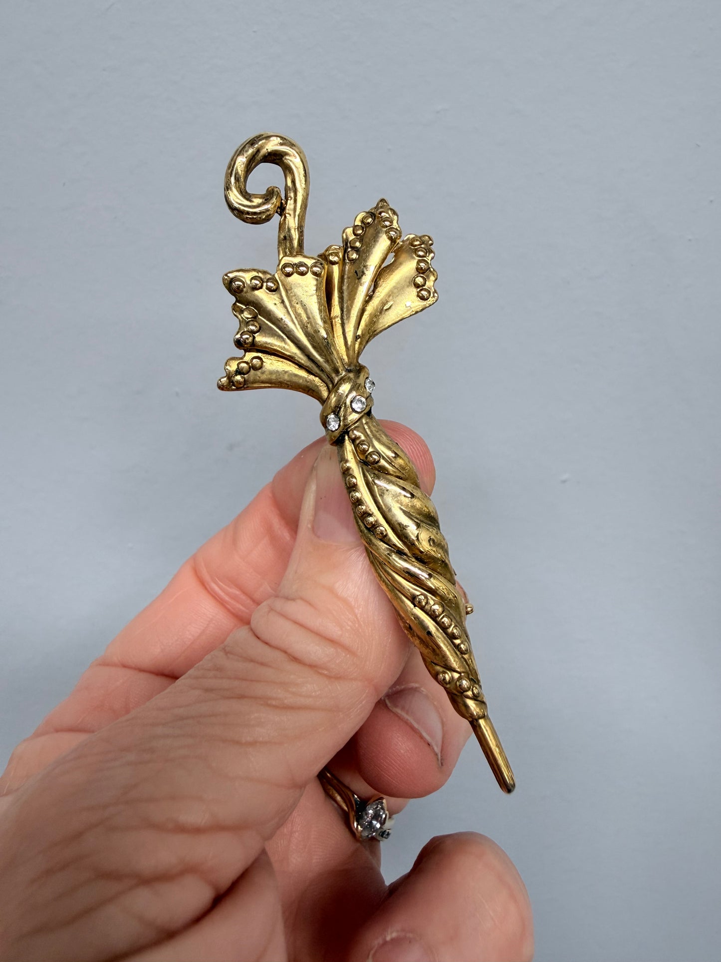 Vintage Gold Plated Umbrella Brooch