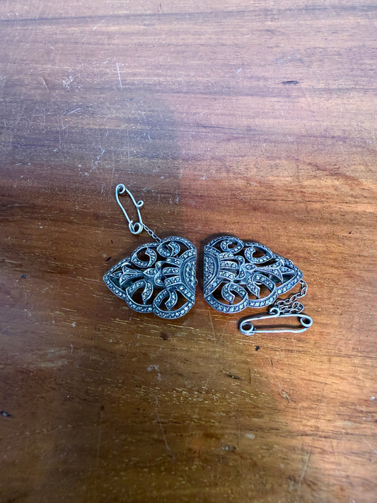 Vintage Pair Silver (925) & Marcasite Dress Clips