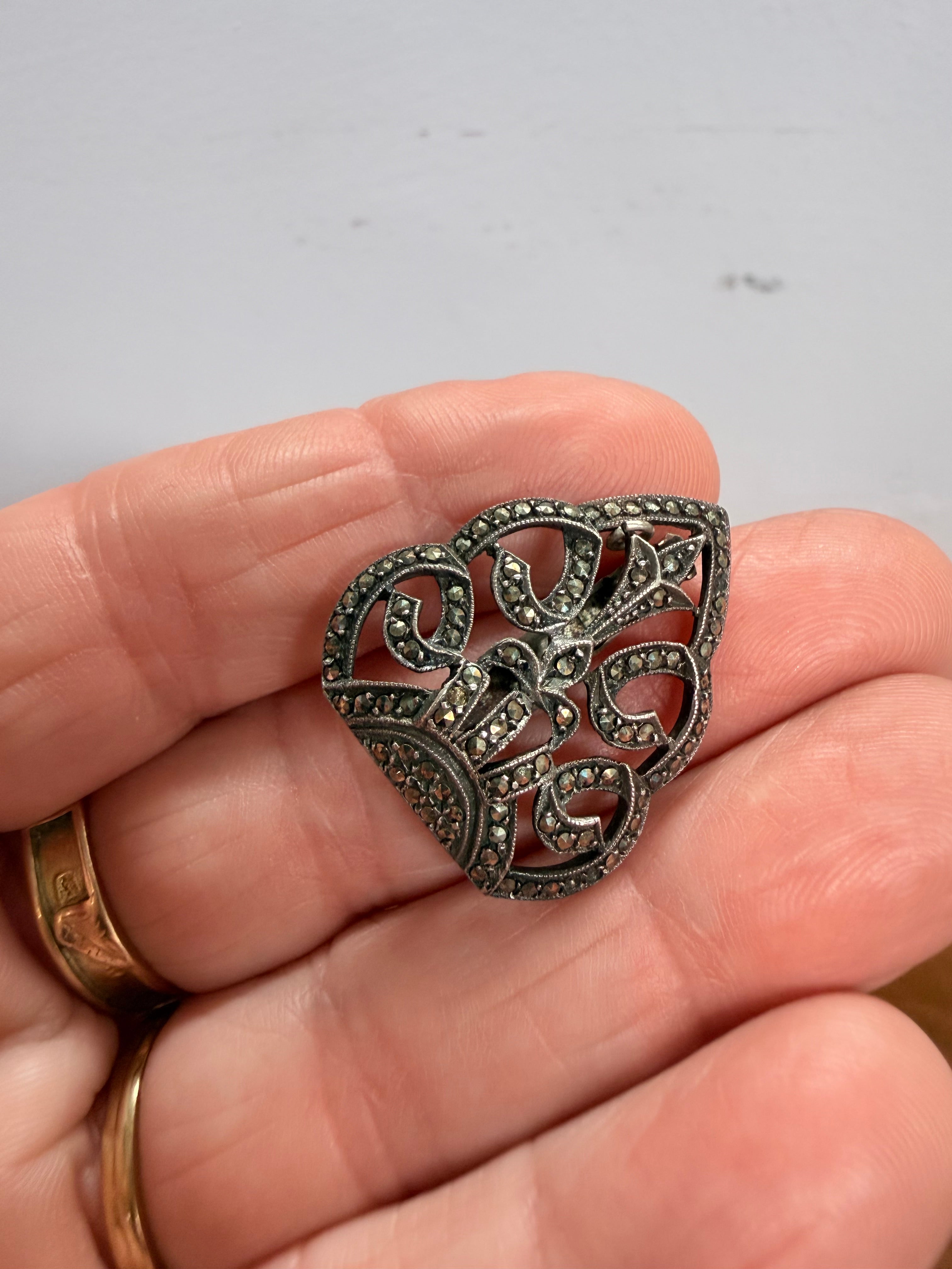 Vintage Pair Silver (925) & Marcasite Dress Clips