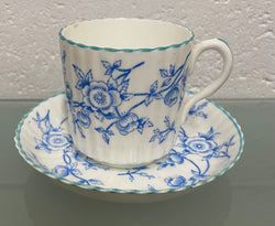 Victorian Blue & White Floral Decorated Cup & Saucer | Antique & Vintage | Moonee Ponds Antiques | Australia Wide Delivery