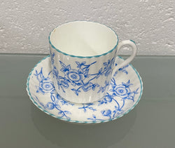 Victorian Blue & White Floral Decorated Cup & Saucer | Antique & Vintage | Moonee Ponds Antiques | Australia Wide Delivery