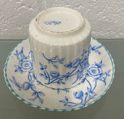 Victorian Blue & White Floral Decorated Cup & Saucer | Antique & Vintage | Moonee Ponds Antiques | Australia Wide Delivery