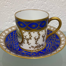 French 19th Century Hand Painted & Gilded Cabinet Cup & Saucer