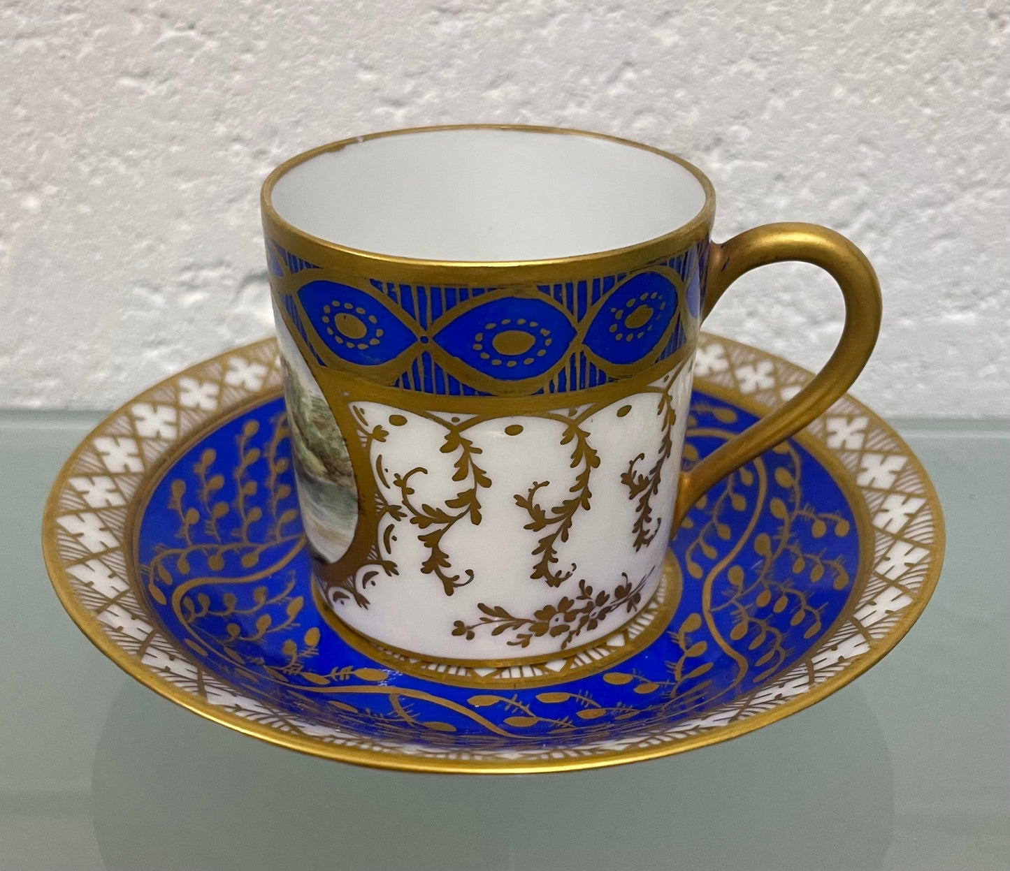 French 19th Century Hand Painted & Gilded Cabinet Cup & Saucer