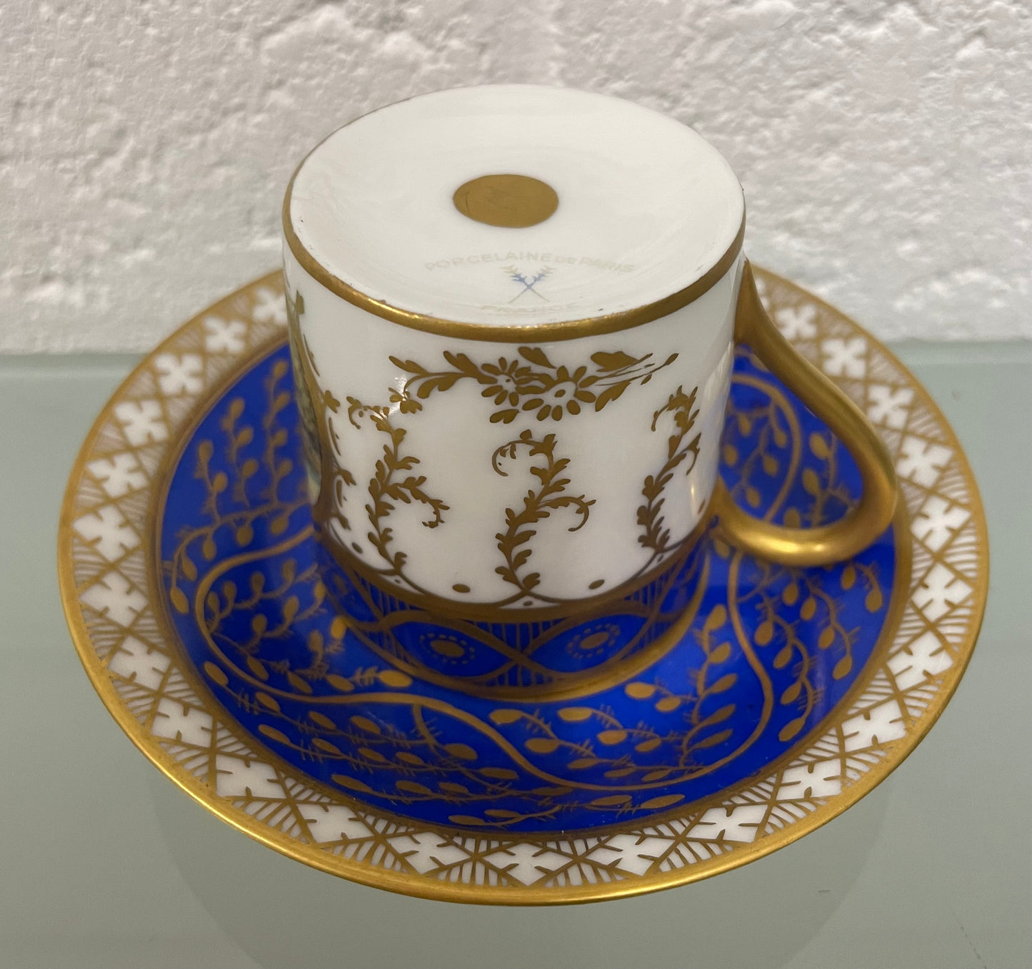 French 19th Century Hand Painted & Gilded Cabinet Cup & Saucer