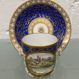 French 19th Century Hand Painted & Gilded Cabinet Cup & Saucer