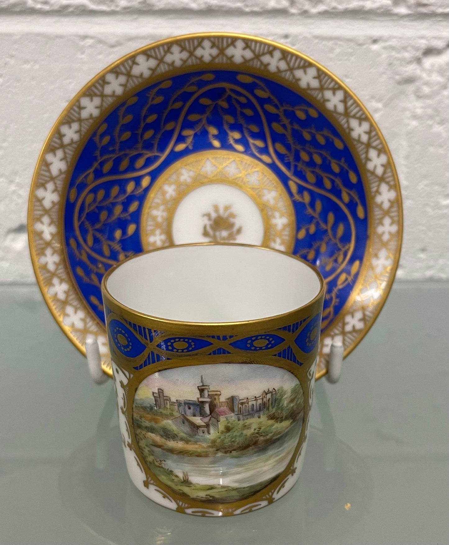 French 19th Century Hand Painted & Gilded Cabinet Cup & Saucer