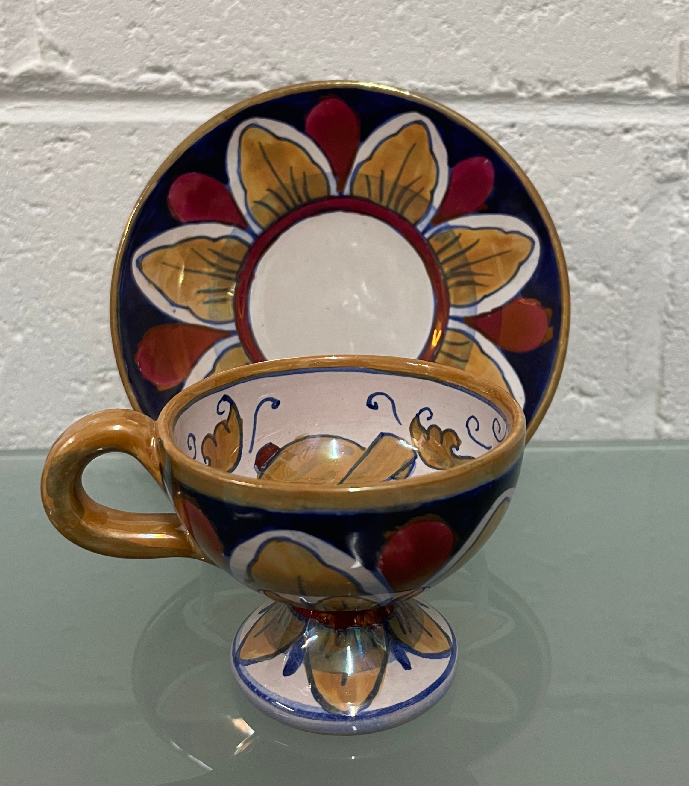 Antique "Gualdo Tadino" Majolica Hand Painted Cup & Saucer | Antique & Vintage | Moonee Ponds Antiques | Australia Wide Delivery