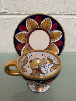 Antique "Gualdo Tadino" Majolica Hand Painted Cup & Saucer | Antique & Vintage | Moonee Ponds Antiques | Australia Wide Delivery
