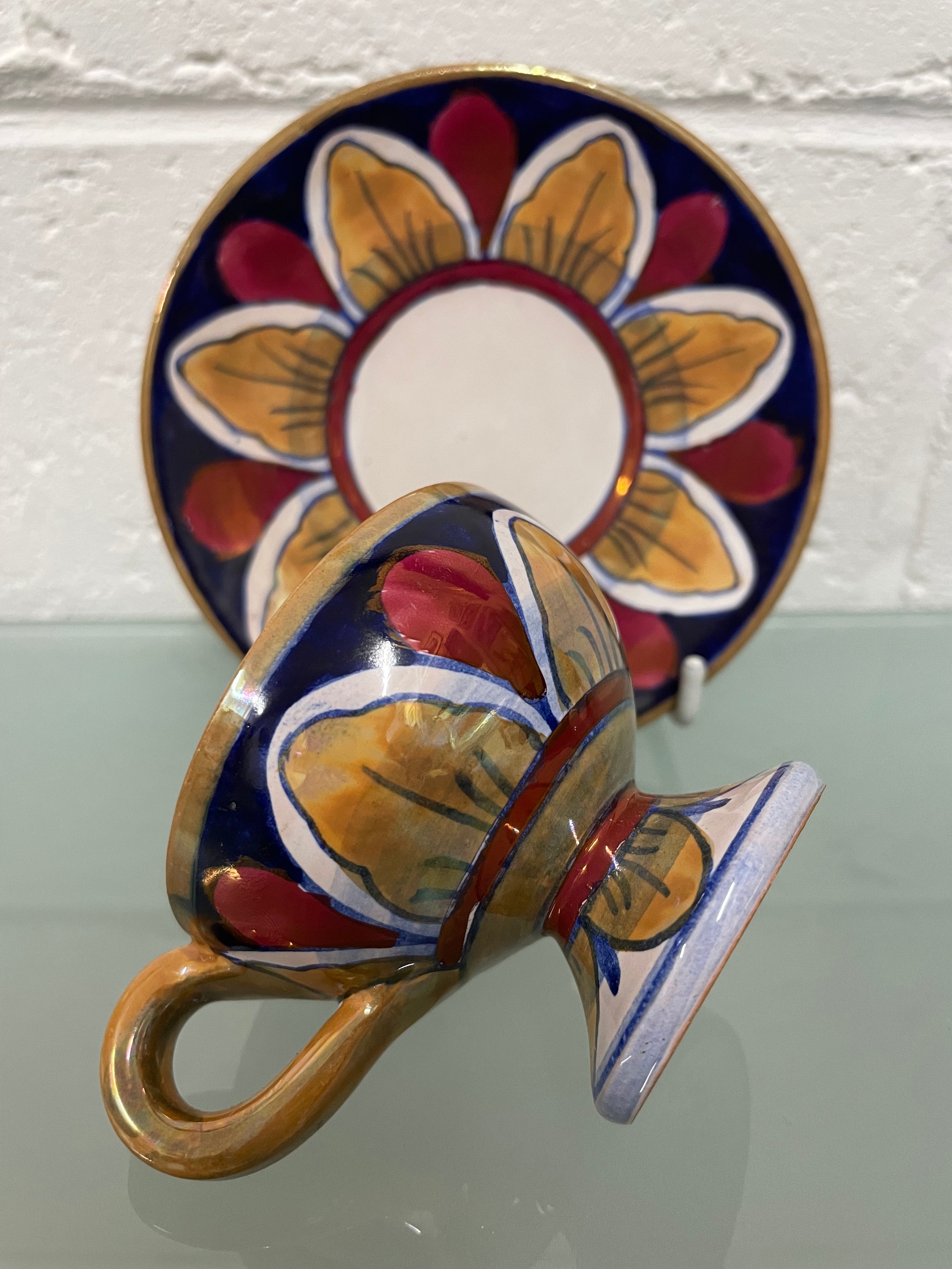 Antique "Gualdo Tadino" Majolica Hand Painted Cup & Saucer | Antique & Vintage | Moonee Ponds Antiques | Australia Wide Delivery