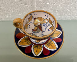 Antique "Gualdo Tadino" Majolica Hand Painted Cup & Saucer | Antique & Vintage | Moonee Ponds Antiques | Australia Wide Delivery
