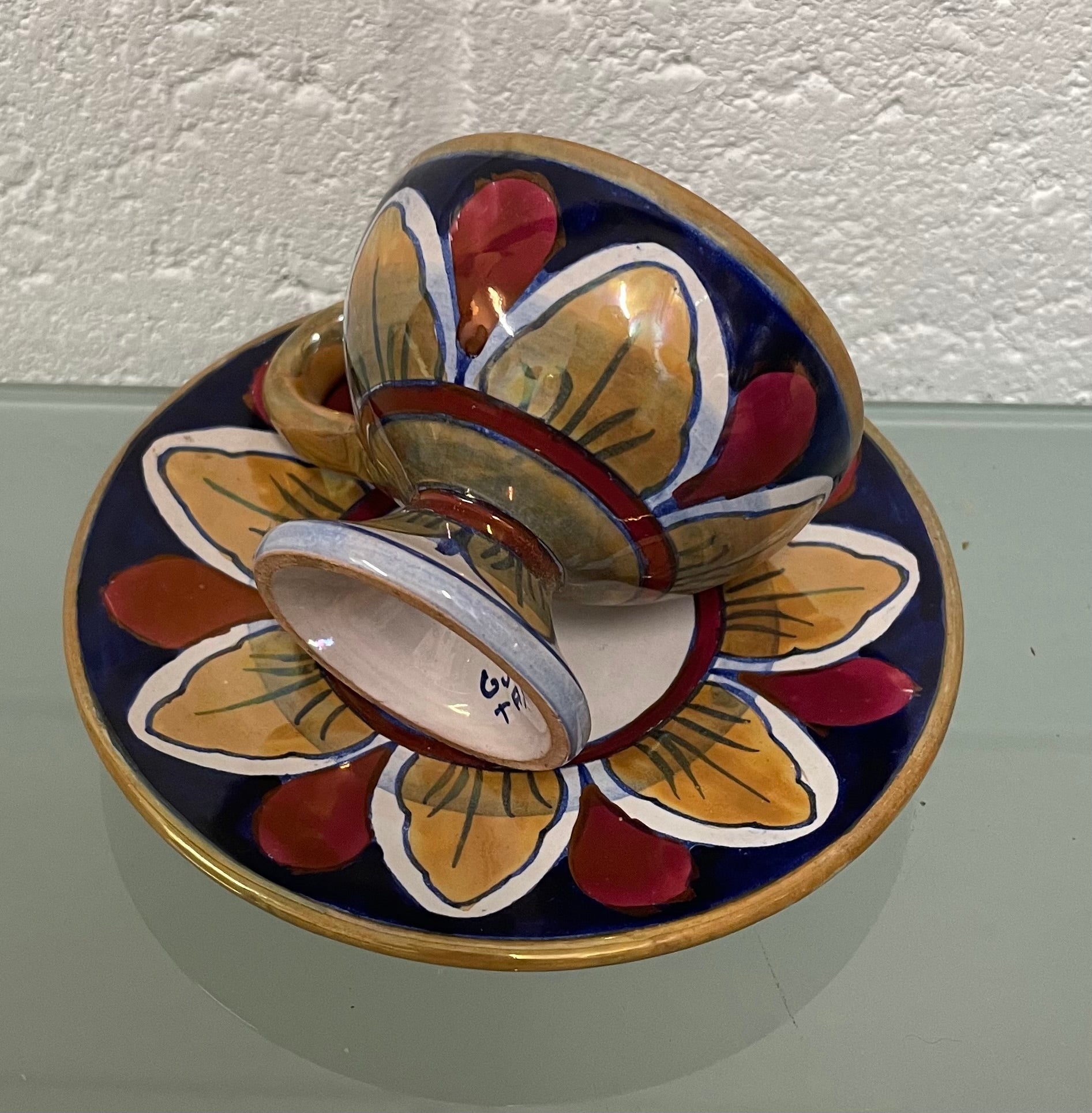 Antique "Gualdo Tadino" Majolica Hand Painted Cup & Saucer | Antique & Vintage | Moonee Ponds Antiques | Australia Wide Delivery